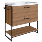 Gabinete Banheiro 80 Cm Com Lavatorio Marmorite Preto Mell P1008 Pp Preto Mell