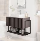 Gabinete Banheiro 80cm Mdf Aço Cuba Prat Porta Havaí Titanium