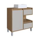 Gabinete Banheiro 80cm Paula Mel Arenas Cuba Branca Gavetas 1 Porta e 1 Nicho Gabinete Banheiro 80cm Paula Mel Arenas Cuba Branca Gavetas 1 Porta e 1 Nicho