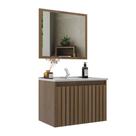 Gabinete Banheiro Barra 60cm MDF Ripado c/ Espelheira e Cuba