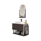 Gabinete Banheiro C/ Espelheira Ori Titanium Frisê 60cm