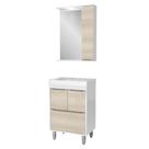 Gabinete Banheiro com Cuba e Espelheira Multimóveis CR10060 Branco/Legno Crema