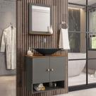 Gabinete Banheiro Deli Concava Prt Torneira Valv Click Inox