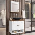 Gabinete Banheiro Deli Concava Prt Torneira Valv Click Inox