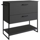 Gabinete Banheiro Industrial 80 CM 1028 Grafite Aço Preto PP Gabinete Banheiro Industrial 80 CM 1028 Grafite Aço Preto PP