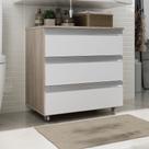 Gabinete Banheiro Joia 60cm com 3 Gavetas e Rodinha -