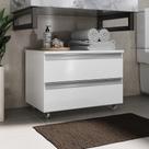 Gabinete Banheiro Rodinhas Joia 60cm 02 Gavetas Branco Inteiro