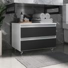 Gabinete Banheiro Rodinhas Joia 60cm 02 Gavetas Branco Preto