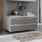 Gabinete Banheiro Rodinhas Joia 80cm 02 Gavetas Branco Cinza