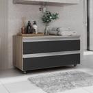 Gabinete Banheiro Rodinhas Joia 80cm 02 Gavetas Madeirado Preto