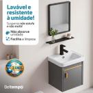 Gabinete Banheiro Suspenso Impermeável Cuba Espelho 43x46cm Anti Umidade Cinza Beltempo