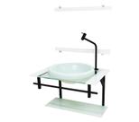 Gabinete com cuba para banheiro de vidro ap 60cm com cuba chapeu - branco
