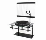 Gabinete com cuba para banheiro de vidro ap 60cm com cuba chapeu - preto