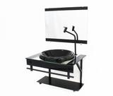 Gabinete com cuba para banheiro de vidro apx 60cm com cuba chapeu - preto Gabinete com cuba para banheiro de vidro apx 60cm com cuba chapeu - preto