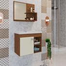 Gabinete com Pia e Espelheira para Banheiro 55 cm Bia MGM Amendoa/Off White