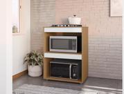 Gabinete Cooktop Adriana Amêndoa/Branco C/Tampo Fogão 4 ou 5 Bocas - AJL Móveis