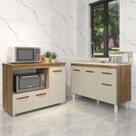Gabinete Cozinha Armário Balcão de Pia 120 cm Aline e Balcão para Microondas e Forno Elétrico Lilian Savana Off White Gabinete Cozinha Armário Balcão de Pia 120 cm Aline e Balcão para Microondas e Forno Elétrico Lilian Savana Off White