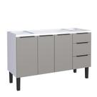 Gabinete de Aço Para Pia 140cm 3 Portas 3 Gavetas Jupter Cozimax Cinza Argila
