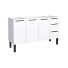 Gabinete de Aço para Pia 150cm Cozinha 3 Portas 3 Gavetas Branco Resistente e Funcional