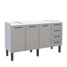 Gabinete de Aço Para Pia 160cm 3 Portas Juno/Apolo 4 Gavetas Cozimax Cinza Argila Gabinete de Aço Para Pia 160cm 3 Portas Juno/Apolo 4 Gavetas Cozimax Cinza Argila