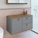 Gabinete de Banheiro 1 Porta 2 Gavetas 100% MDF 80cm sem Cuba Lívia Yescasa Cinza/Freijó/Urbi Gabinete de Banheiro 1 Porta 2 Gavetas 100% MDF 80cm sem Cuba Lívia Yescasa Cinza/Freijó/Urbi