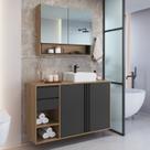 Gabinete de Banheiro 110cm com Espelheira 2 Portas e Cuba Antônia