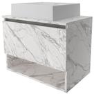 Gabinete De Banheiro 60 Cm 1 Porta Com Cuba Valente Mármore Branco