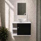 Gabinete de Banheiro 60cm com Cuba e Espelho Completo Lavabo Armário Suspenso