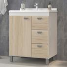 Gabinete de Banheiro 65cm com Lavatório Ref 690 Cewal - Branco/Carvalho Berlin