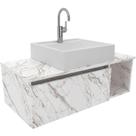 Gabinete De Banheiro 80 Cm Com Cuba 1 Porta E Nicho Mármore Branco Gabinete De Banheiro 80 Cm Com Cuba 1 Porta E Nicho Mármore Branco
