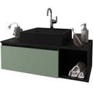 Gabinete De Banheiro 80 Cm Com Cuba 1 Porta E Nicho Mármore Lunar/verde Mar