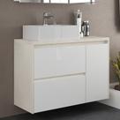 Gabinete de Banheiro 90cm com Cuba Ref 920 Cewal - Arenito/Branco