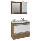 Gabinete de Banheiro com Cuba e Espelheira Grecia 65cm Amendoa/Branco - MGM