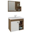 Gabinete de Banheiro com Cuba e Espelheira Lotus 55cm Amendoa/Branco - MGM