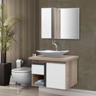 Gabinete de Banheiro com Espelheiro Kit Porto Velho 60cm