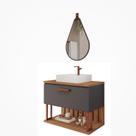 Gabinete de Banheiro Duna 80 com Espelho Gota Titanium/Freijo - MGM