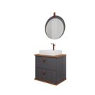 Gabinete de Banheiro Milano 60 com Espelho Lua Titanium/Freijo - MGM Gabinete de Banheiro Milano 60 com Espelho Lua Titanium/Freijo - MGM