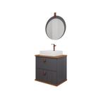 Gabinete de Banheiro Milano 60 com Espelho Lua Titanium/Freijo - MGM Gabinete de Banheiro Milano 60 com Espelho Lua Titanium/Freijo - MGM