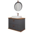 Gabinete de Banheiro Milano 80 com Espelho Lua Titanium/Freijo - MGM Gabinete de Banheiro Milano 80 com Espelho Lua Titanium/Freijo - MGM