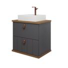 Gabinete de Banheiro Milano com Cuba 60cm Titanium/Freijo - MGM