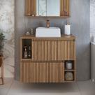 Gabinete de Banheiro Suspenso 75cm Luiza com 2 Portas Basculante com Cuba
