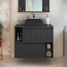 Gabinete de Banheiro Suspenso 75cm Luiza com 2 Portas Basculante com Cuba