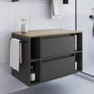 Gabinete de Banheiro Suspenso 80cm com 4 Nichos 1 Toalheiro 1 Porta 1 Gaveta Bh8010