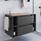 Gabinete de Banheiro Suspenso 80cm com 4 Nichos 1 Toalheiro 1 Porta 1 Gaveta Bh8010