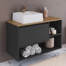 Gabinete de Banheiro Suspenso 80cm com Cuba e 1 Porta Basculante Barcelona Art In Móveis