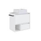 Gabinete de Banheiro Suspenso Branco 60cm com Cuba e Toalheiro 1 Porta e 1 Gaveta