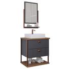 Gabinete de Banheiro Uni com Cuba e Espelheira 60cm Titanium/Freijo - MGM