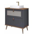 Gabinete de Banheiro Veneto com Cuba 80cm Titanium/Freijo - MGM Gabinete de Banheiro Veneto com Cuba 80cm Titanium/Freijo - MGM