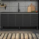 Gabinete de Cozinha 174cm Armário 100% Aço 4 Porta 4 Gavetas