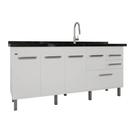Gabinete de Cozinha 174cm Branco Balcão 3 Gavetas 100% Mdf